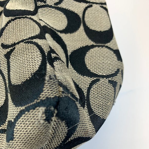 Coach shoulder hobo bag brown black canvas leather - Picture 3 of 11